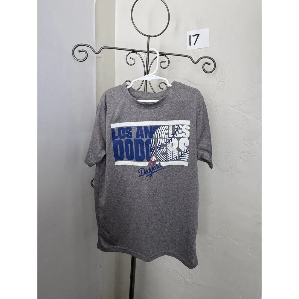 LA Dodgers MLB Genuine Merchandise Kids T-Shirt Gray Team Athletics Size 8/10